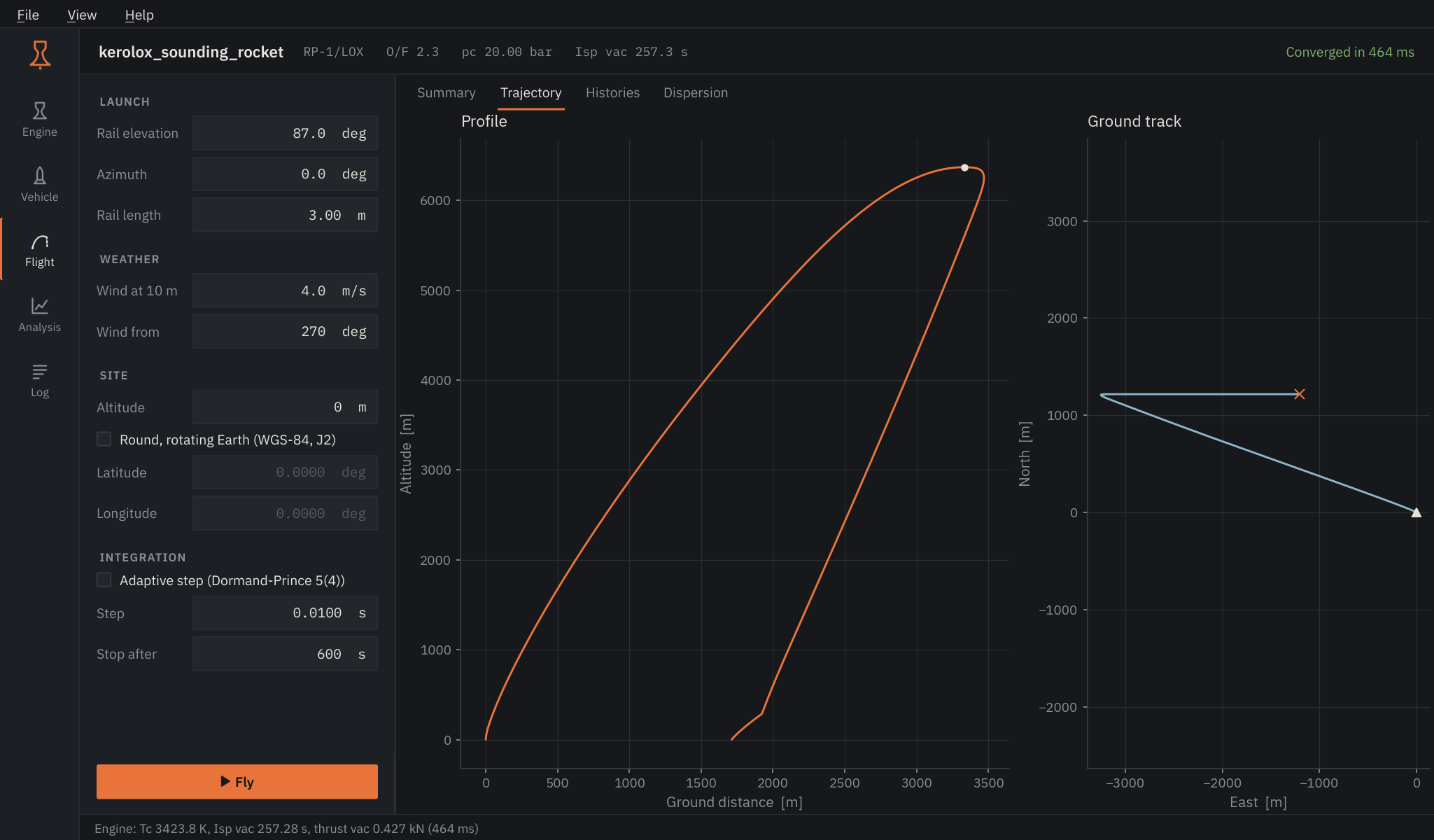 Flight, trajectory view
